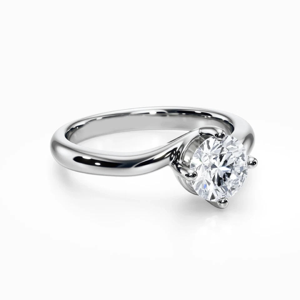Round Cut Diamond Ring IGI Lab Created 14K White Gold 1.00 Carat E F  VS - Image 3 of 4