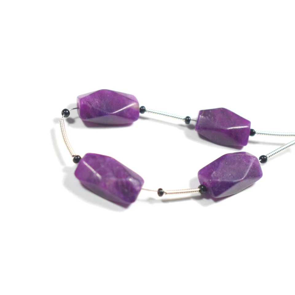 A+ Purple Turquoise Faceted Rectangle Shape Gemstone 4" Loose Beads For Jewelry - Image 3 of 4