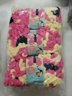 Lion Brand Yarn Off the Hook 3-pack Butterfly bulky yarn NEW Pink Black Yellow
