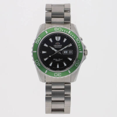 ORIENT EM75-C3-A Automatic Black Dial Green Bezel Bracelet Men's Watch 