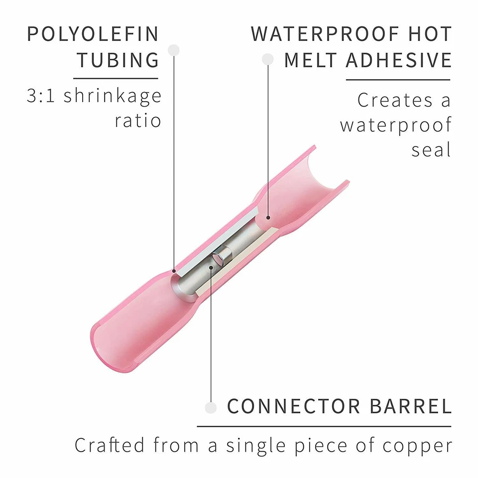 150pcs Heat Shrink Butt Wire Connectors Waterproof Crimp Terminals 14-22Gauge - Image 2 of 4