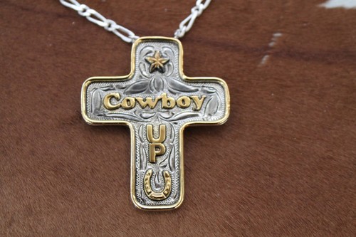 Western Necklace Mens Cowboy Up Rodeo 