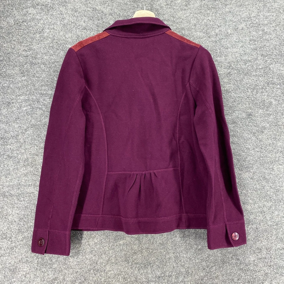 Blazer Jones New York Mujer M Mediano Púrpura Abotonado Cuero Manga Larga Foto 2 de 4