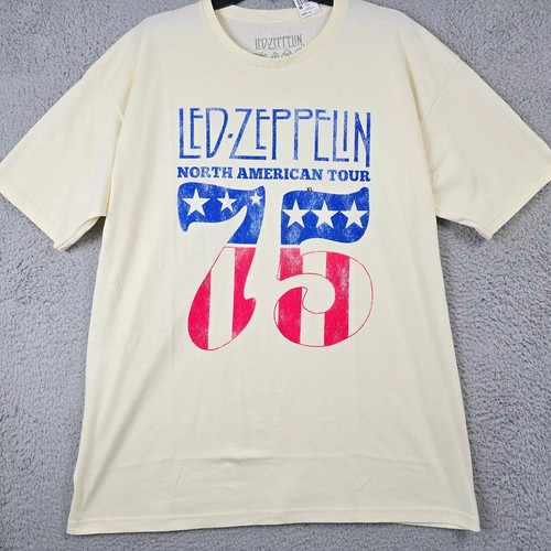 Led Zeppelin Shirt Mens Extra Large XL Beige 1975 Tour Concert Rock Music US NWT