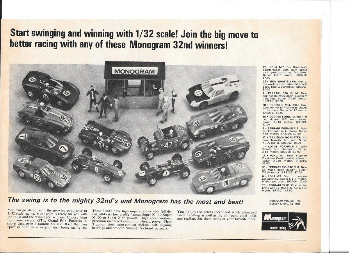 Monogram 1/32 Scale Slot Car Racing Lola T-70 Ferrari Vintage Mag 
