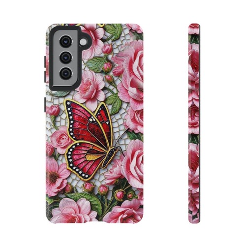 Rose Tough Case Butterfly Mosaic Pink iphone 16 15 14 13 S25 S24 S23 S22 - 第 223/240 張圖片