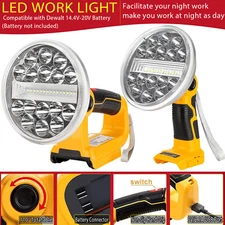 Cordless LED Work Light for DeWalt 20V Li-Ion Battery Outdoor w/USB QC3.0 Output