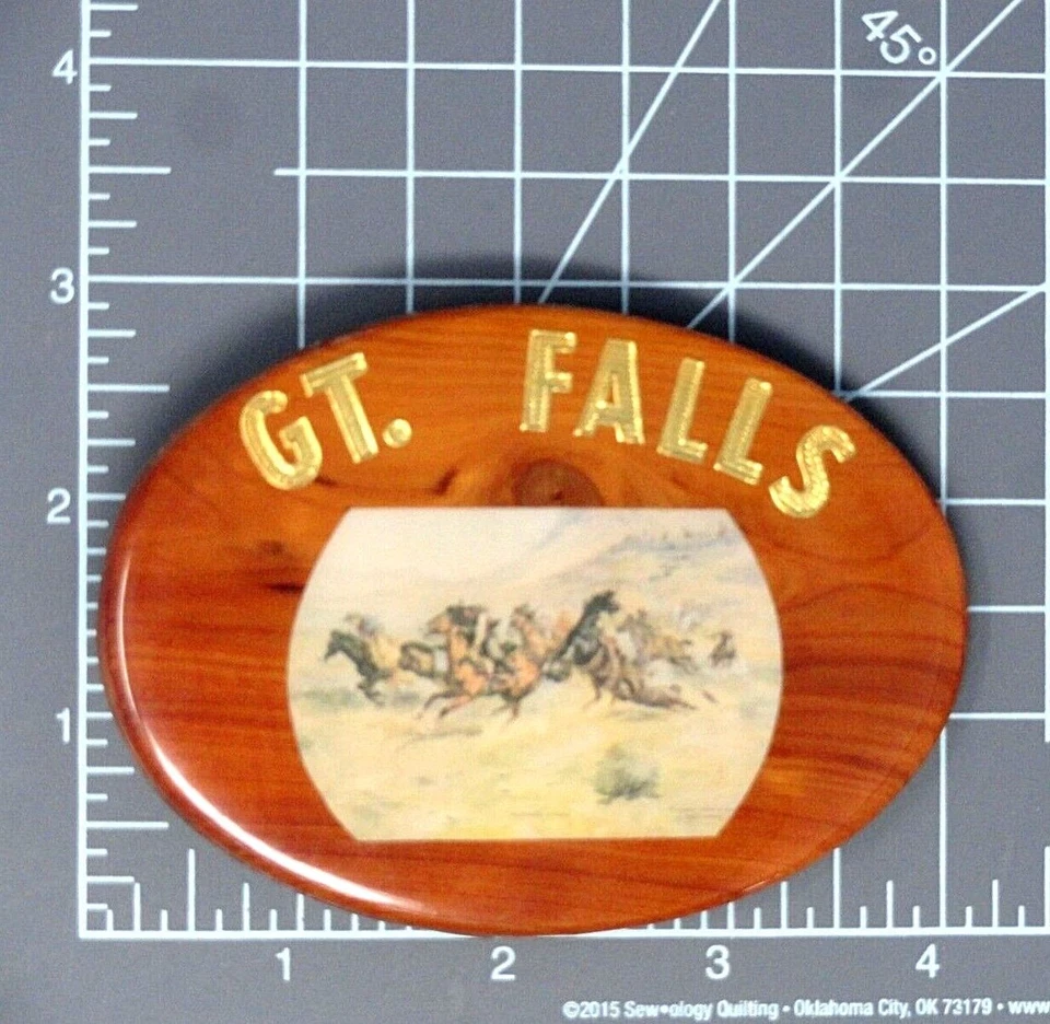 Great Falls Montana 木质皮带扣 复古工匠 JW 民间艺术 手工制作 BMW499 — 第 3/4 张图片