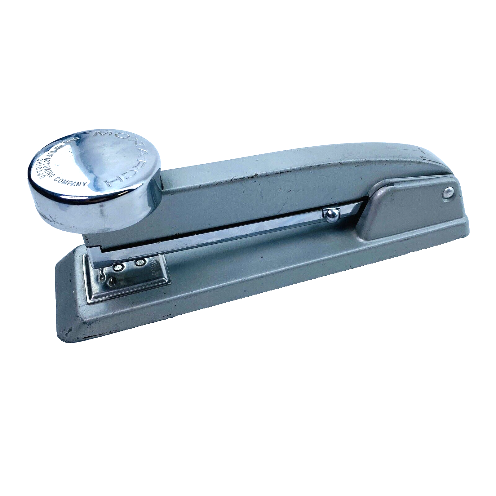 Vintage Grey Chrome Monarch Stapler Chicago, USA Vail Manufacturing Company-image