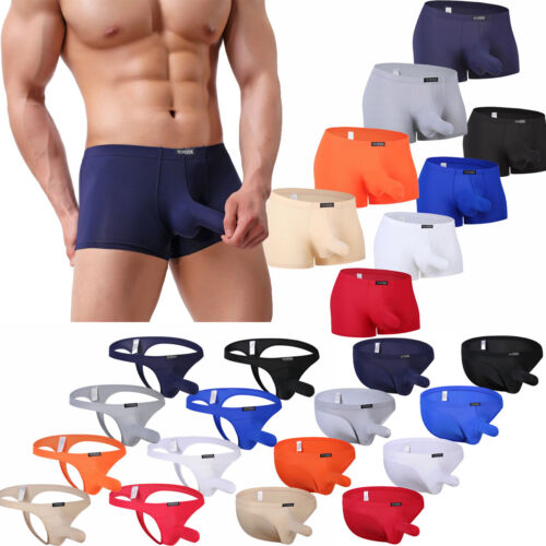 4PCS Mens Sexy Underwear Elephant Nose Boxer Briefs Thongs G-strings Underpants - Afbeelding 1 van 18