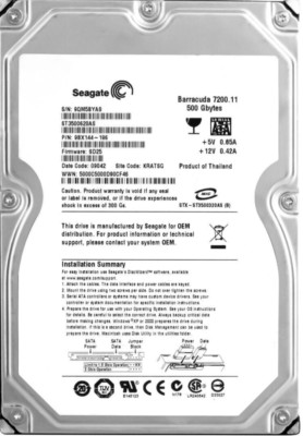 FESTPLATTE SEAGATE BARRACUDA 7200.11 500GB ST3500620AS 7.2K 16MB SATA II 3.5''