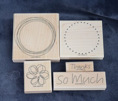 Stampin' Up SO MUCH 5-Pc Stamp Set - Wood Block **RETIRED** Thanks - Background