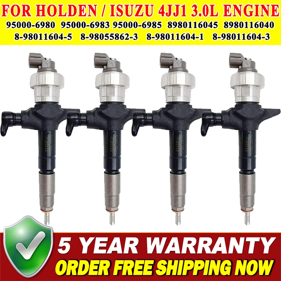 4PCS 4JJ1 Fuel Injector 095000-6980 8980116041 8980116043 Fits Denso Isuzu DMAX