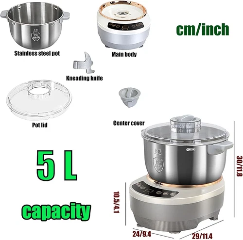 Electric Food Dough Mixer 5L Automatic Standalone Mixing Machine For Household - Picture 23 of 24