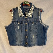 Short & Sexy Series Denim Lace Blue Jean Vest. Size Xl
