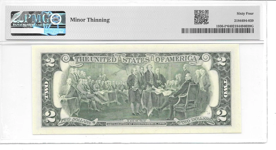1995* $2 FRN MINNEAPOLIS MILLENNIUM STAR PMG 64 CHOICE UNC. "MINOR THINNING" - Image 2 of 2