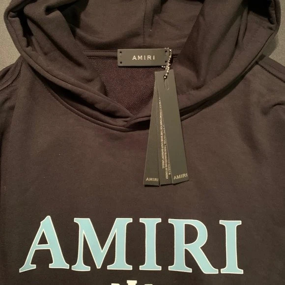 Felpa con cappuccio pullover AMIRI blu MA BAR LOGO nero taglia L nuova