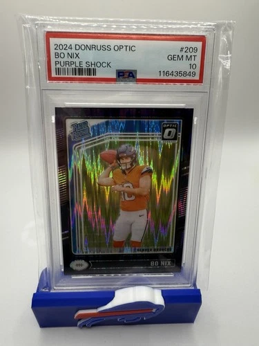 Bo Nix 💎 PSA 10 - 2024 Donruss Optic Rated Rookie PURPLE SHOCK #209 - Broncos
