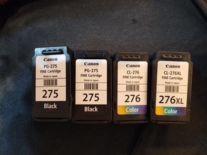 275, 276 Empty Cannon Ink Cartridges Lot Of 4 (2 black, 2 color 1 is XL) Virgin