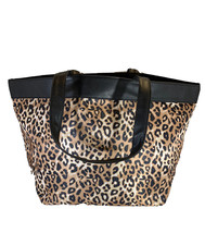 Bloomingdale's Women's Large Brown Black Leopard Animal Print Tote Bag - New