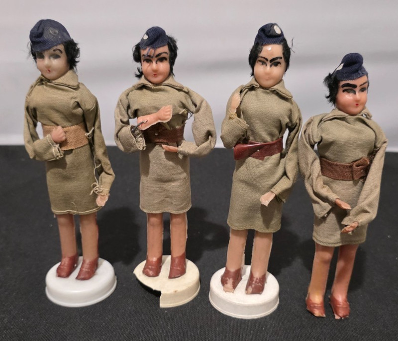 Lot of 4 Vintage Israeli IDF Female Soldier Dolls 1960s Chen Women’s Corps