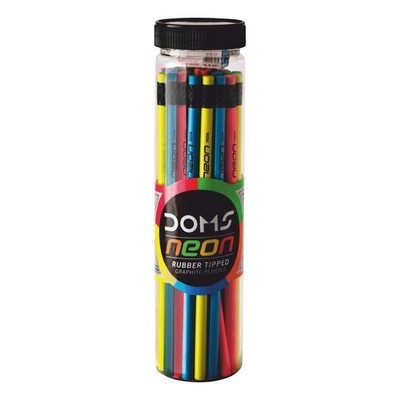 Doms Neon Rubber Tipped HB/2 Graphite Pencil Jar,Pack of 30 Pencils