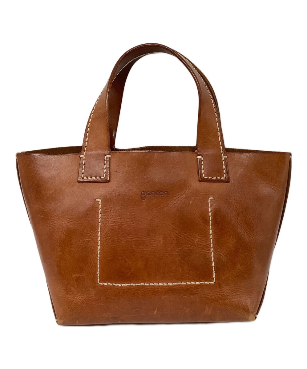 genten レザー バッグ ブラウン genten handbag brown | eBay