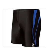 TYR Boy's Durafast One Alliance Splice Swim Boxers, Black/Blue, Sz. 24