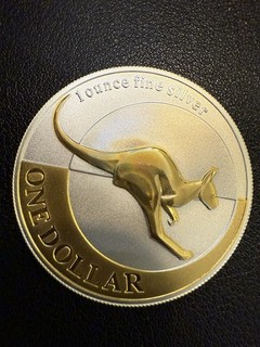 2004 Australia $1 Kangaroo Coin with Selective .9999 Gold Plated on .999 F7434