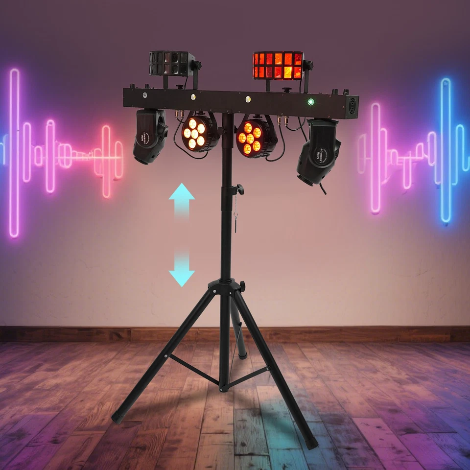 DJ Party Light Bar Light Effect Lamp w/Remote Control & Tripod Stand DMX512 LED - Image 4 of 4