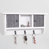 SchlüSselbrett HWC-A48, SchlüSselboard SchlüSselkasten Mit TüRen, Shabby Grau