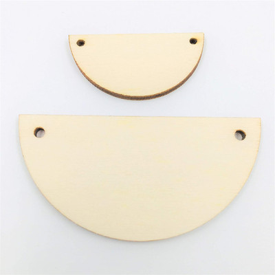 24PCS Unfinished Wood Earring Blanks Half Circle Pendant Laser Cut Wood Shapes