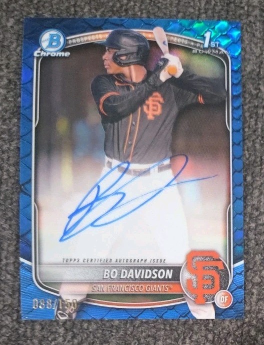 2025 Bowman Chrome Bo Davidson 1st Bowman Auto Blue Reptilian /150 Giants 🔥⚾️