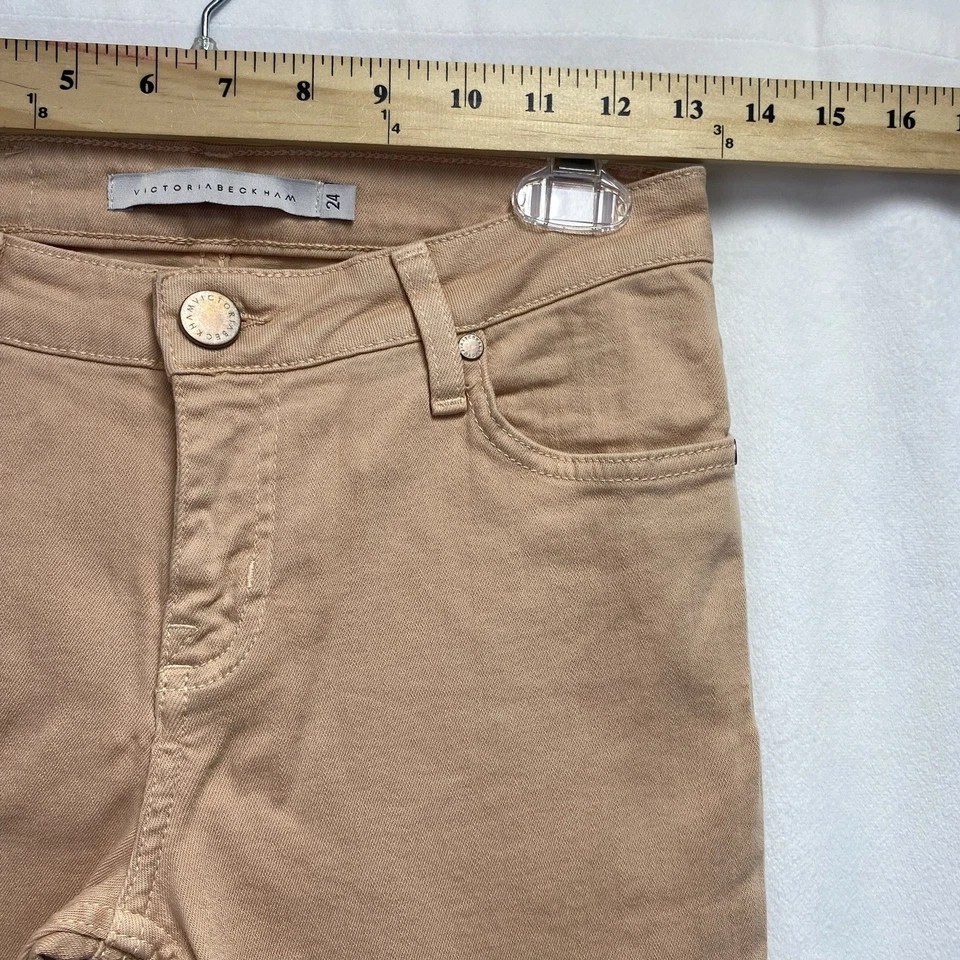Pantalones de mezclilla Victoria Beckham tiro bajo pierna ajustada mujer talla 24 salmón elástico Foto 3 de 4
