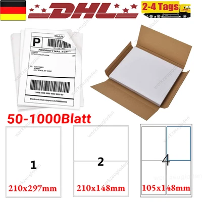 MARKENLOS 50-1000 DIN A4 Etiketten Klebeetiketten Bögen selbstklebend Versandetiketten DHL