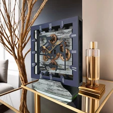 The Gears Clock CANADA LINE DESK CLOCK SQUARE (HYBRID WALL) 10 INCH GREY & WHITE