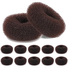 12 PCS Hair Bun Maker Donut Large Rings Ballet Shaper 3.54 In Brown Bulk