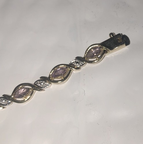 Brazalete de oro sobre plata de ley Vermeil y circonita rosa - Imagen 9 de 12