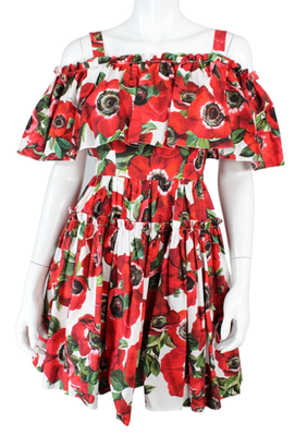 red and white poppy dress Lora Red Poppy Pinstripe Mini Dress