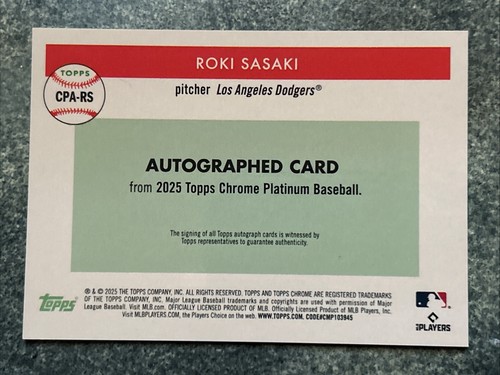 Roki Sasaki True Gold Refractor Auto /50 2025 Topps Chrome Platinum #CPA-RS RC - Bild 6 von 10