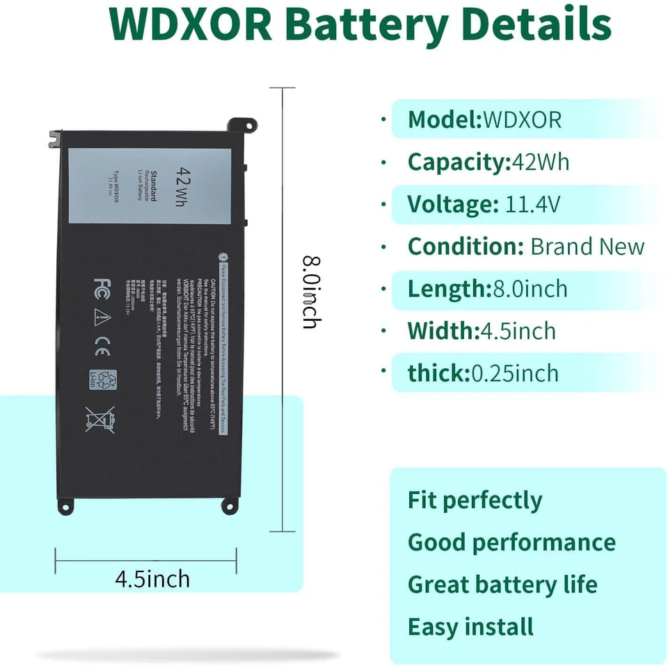 42Wh Battery for Dell Inspiron 14 3000 5000 Series 3480 3482 5468 5480 5481 5482 - Image 3 of 4
