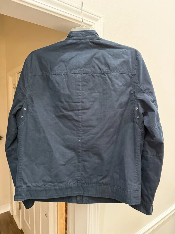 Chaqueta de Corredor Lucky Brand Bonneville Azul Marino Motociclista Grande L Algodón Acolchado Foto 3 de 4