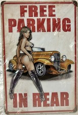 Tin Sign 8x12 Free Parking Sexy Girl Hot Rod Funny Garage Mechanic Shop Dd3