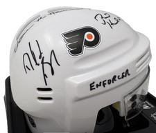 Schultz, Brashear and Holmgren Signed Flyers White Mini Helmet Enforcer PSA 845