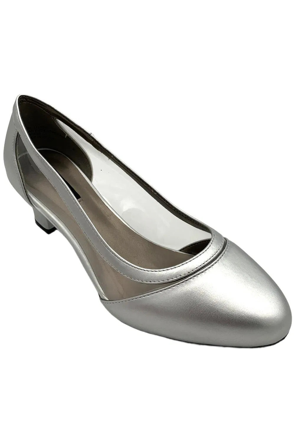 ARRAY Womens Eve Block Heeled Pumps Silver/Clear