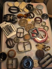 Lot Of Antique Plastic Belt Buckles Mop, Metal, Bakelite , Brass