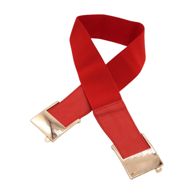 Women Red Elastic Waistband Fashion Belt Rectangle Shape  display picture 1