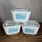 Vintage Amish Butterprint Pyrex Blue Refrigerator Dish Set of 3 with Lids 501
