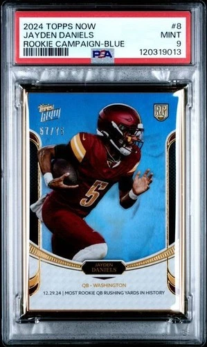 2024 Topps Now Rookie Campaign - Jayden Daniels - Blue 57/75 - PSA 9 Mint