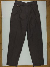 Womens 80s Pants Tapered Pleated Dark Brown Houndstooth Cotton Lee 8P Medium Sm